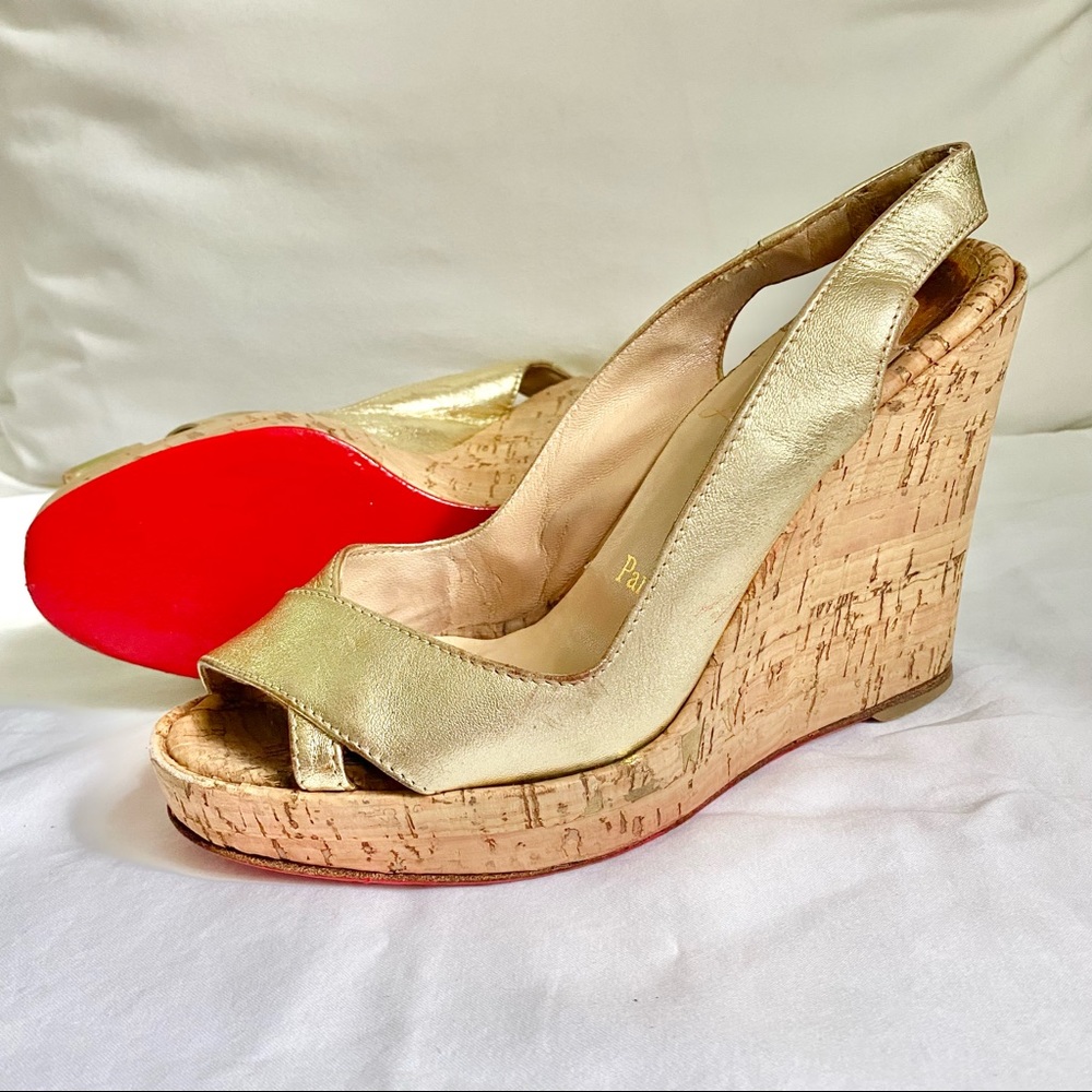 Christian Louboutin Leather Cork Wedges